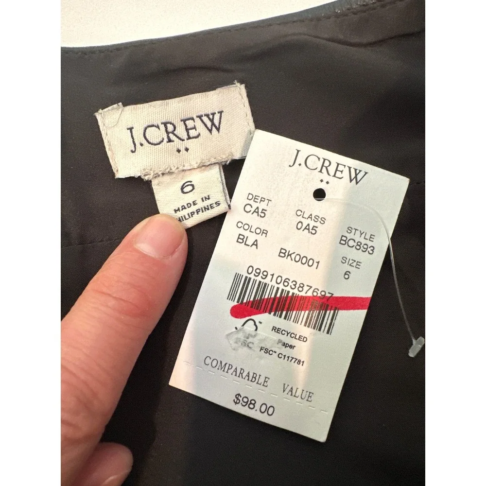 J.Crew Womens Black Faux Leather A-Line Mini Skirt BC893 Size 6 NWT
